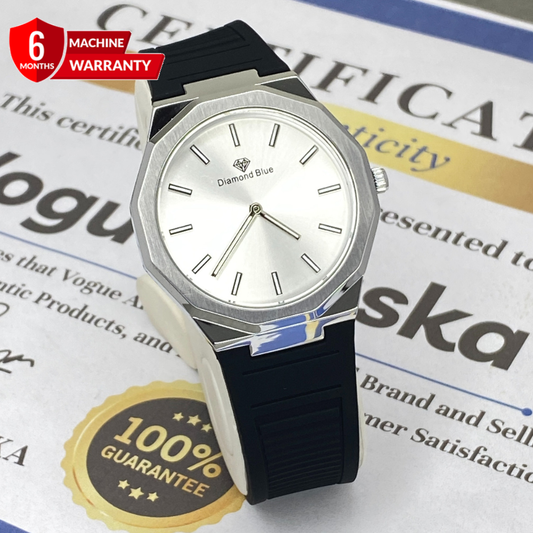 Octagonal Dial Men's Analog Qurtaz Movement Watch With Silicone Straps & Magnetic Lock