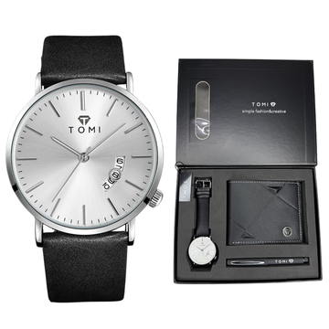 TOMI T-018 Straps Wrist Watch For Men With Wallet and Pen in Proper Tomi Gift Box