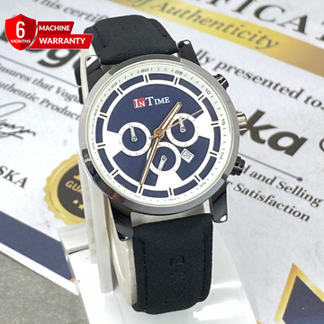 In Time Round Dial Analog Quartz Straps Watch With Date Display For Men