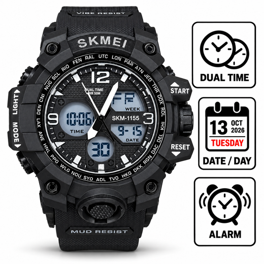 SKMEI 1155 Model Bold Dual Display Sports Watch for Men