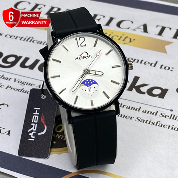 HERYI Round Dial Analog Quartz Movement Silicone Straps Watch With Date Display