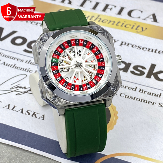Caseno Design Spinning Wheel Square Dial Watch With Silicone Straps For Men