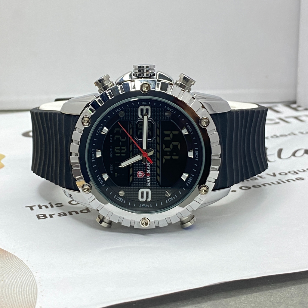 KDM-K7003 Dual Time Silicone Straps Watch For Men