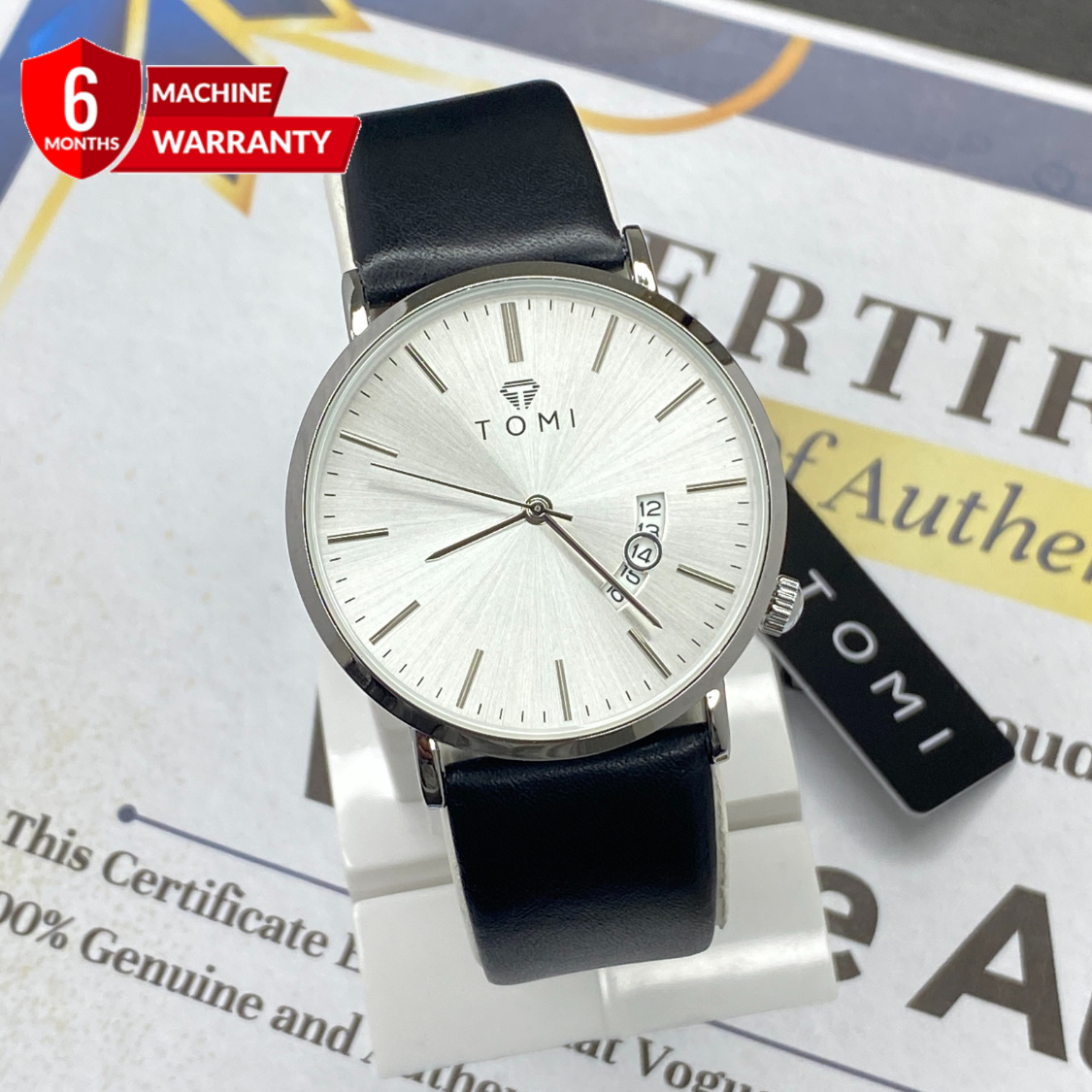 TOMI T-018 Classic Slim Design Analog Time Strap Watch For Men With Date Display
