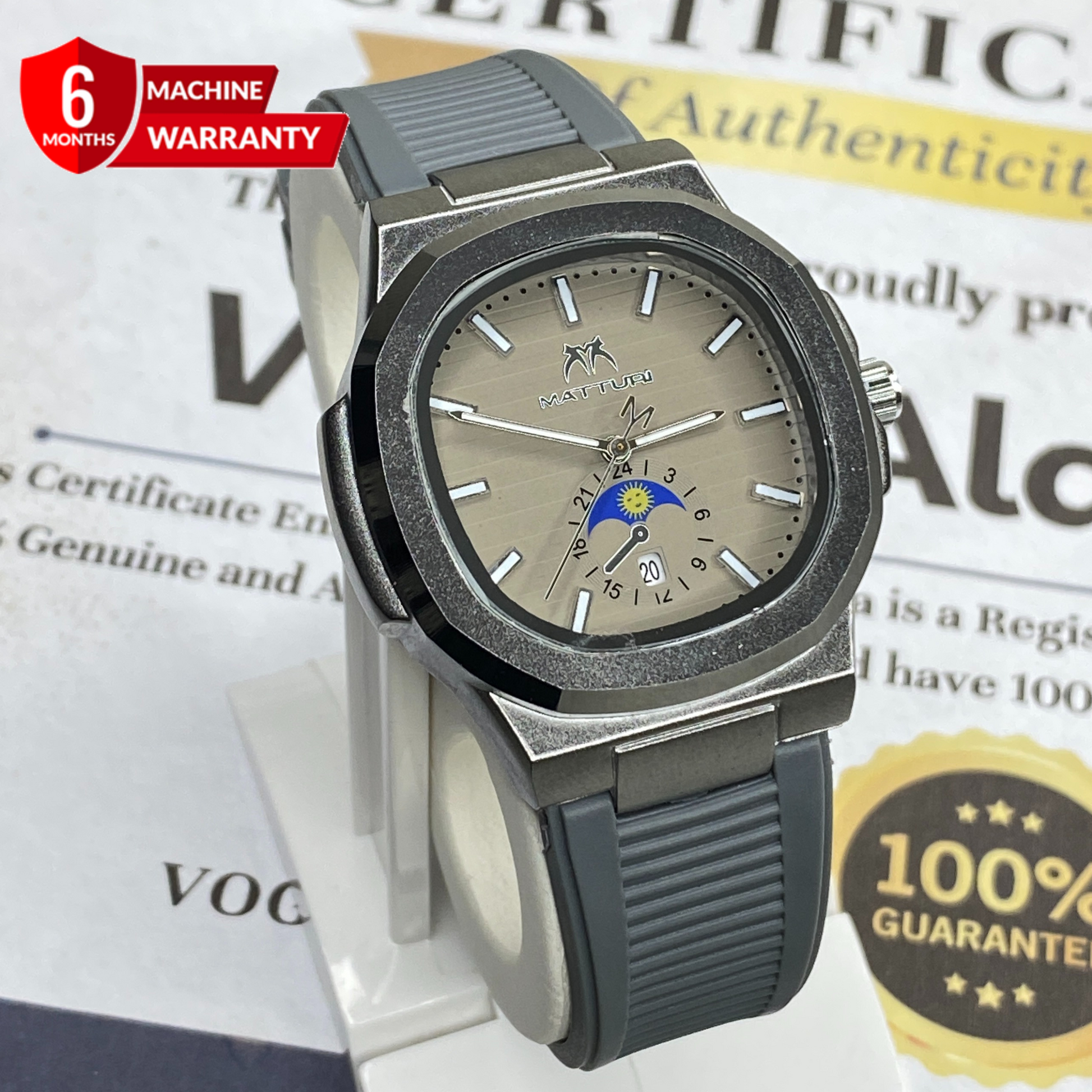 MATTURI Analog Time Date Display Rubber Straps Watch For Men