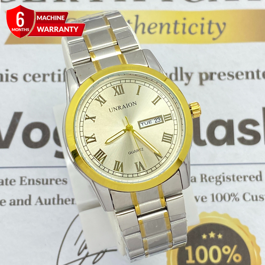 UNRAION Classic Style Date & Day Chain Watch For Men