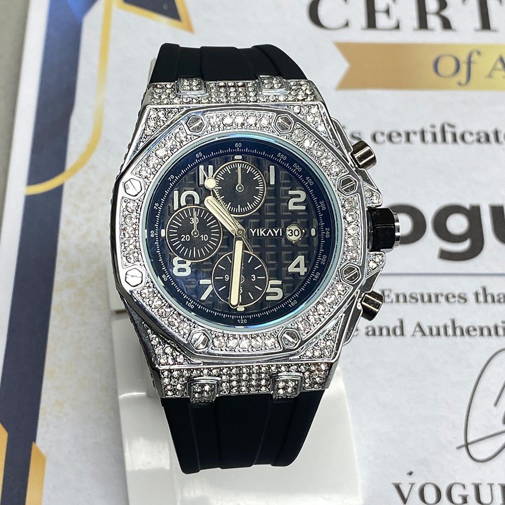 Yikai Diamond-Cut Iced Out Luxury Watch For Men