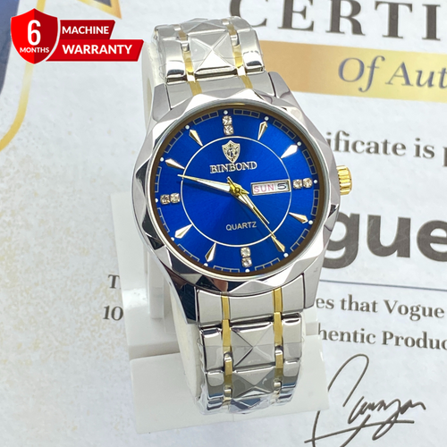BINBOND Analog Time Luxury Stainless Steel Watch For Men with Date & Day Display