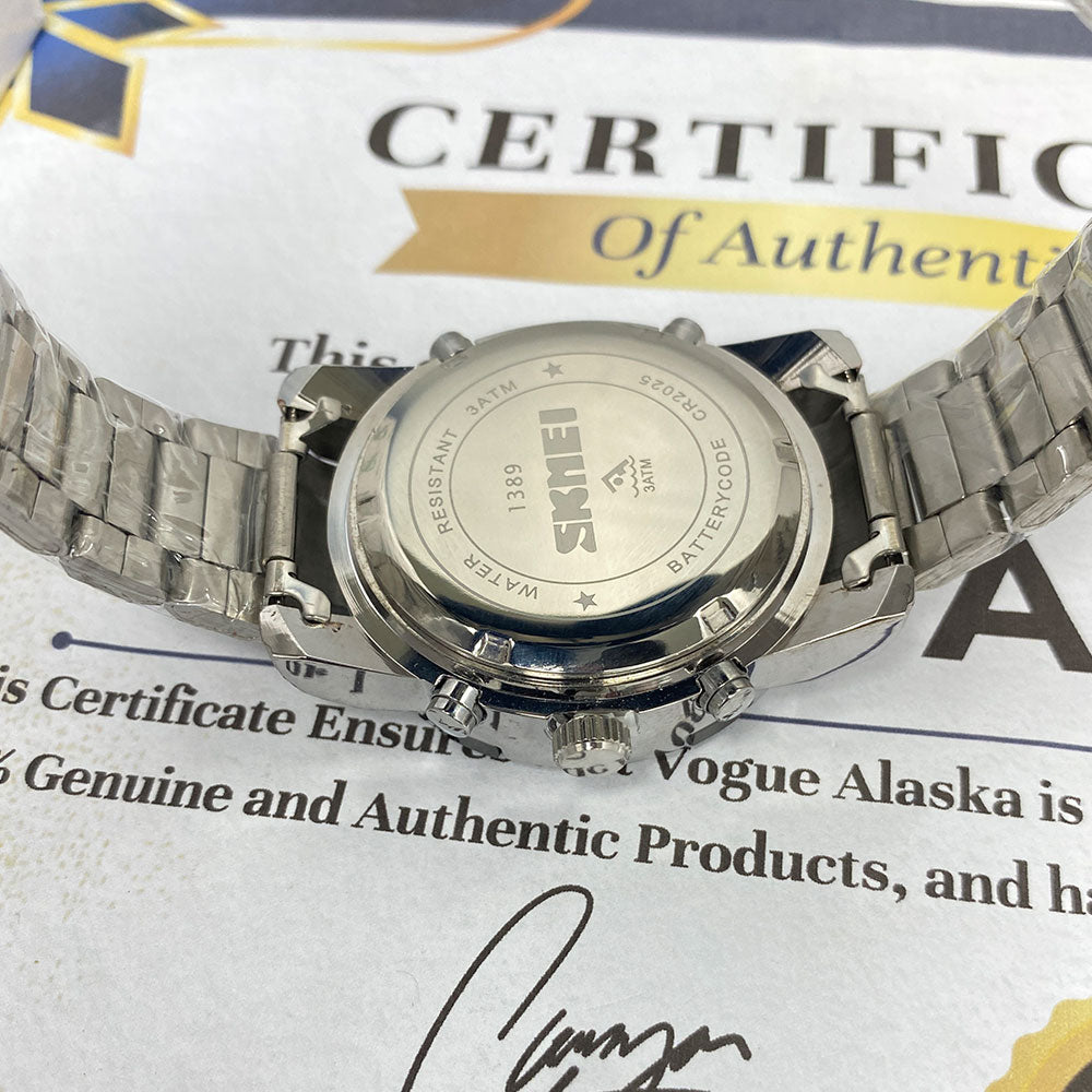 SKMEI 1389 Dual Time Multifunctional Digital Display Chain Watch For Men