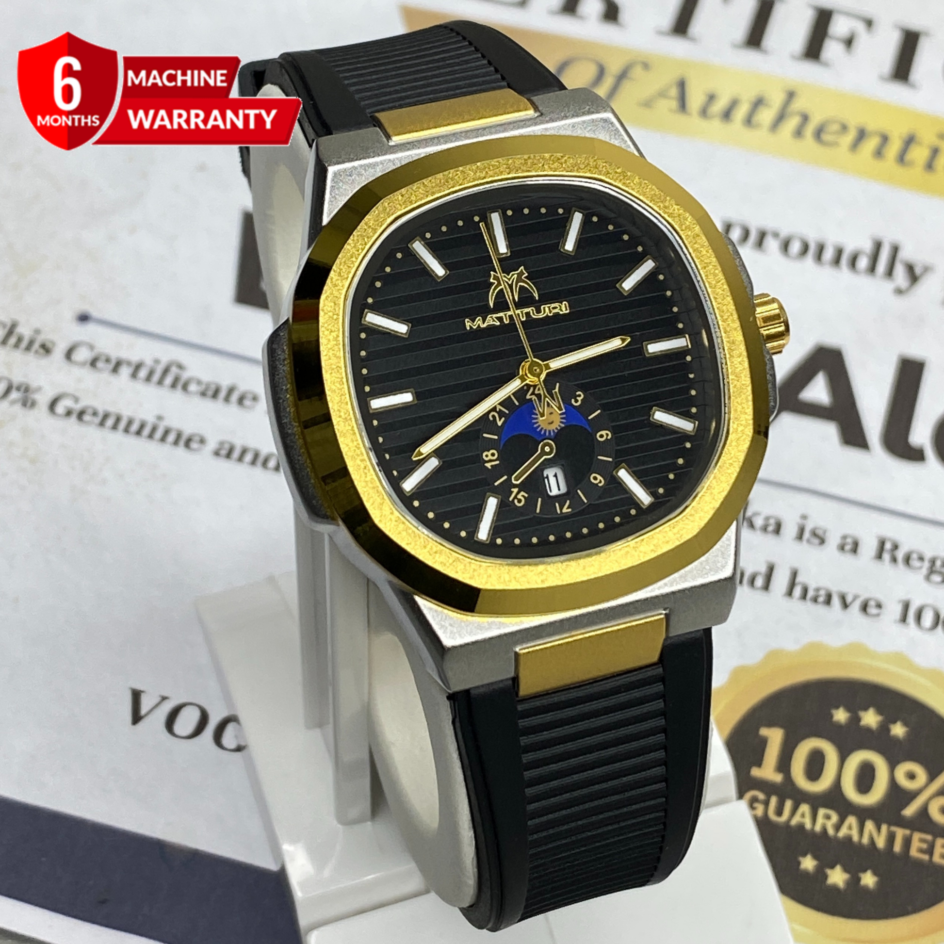MATTURI Analog Time Date Display Rubber Straps Watch For Men
