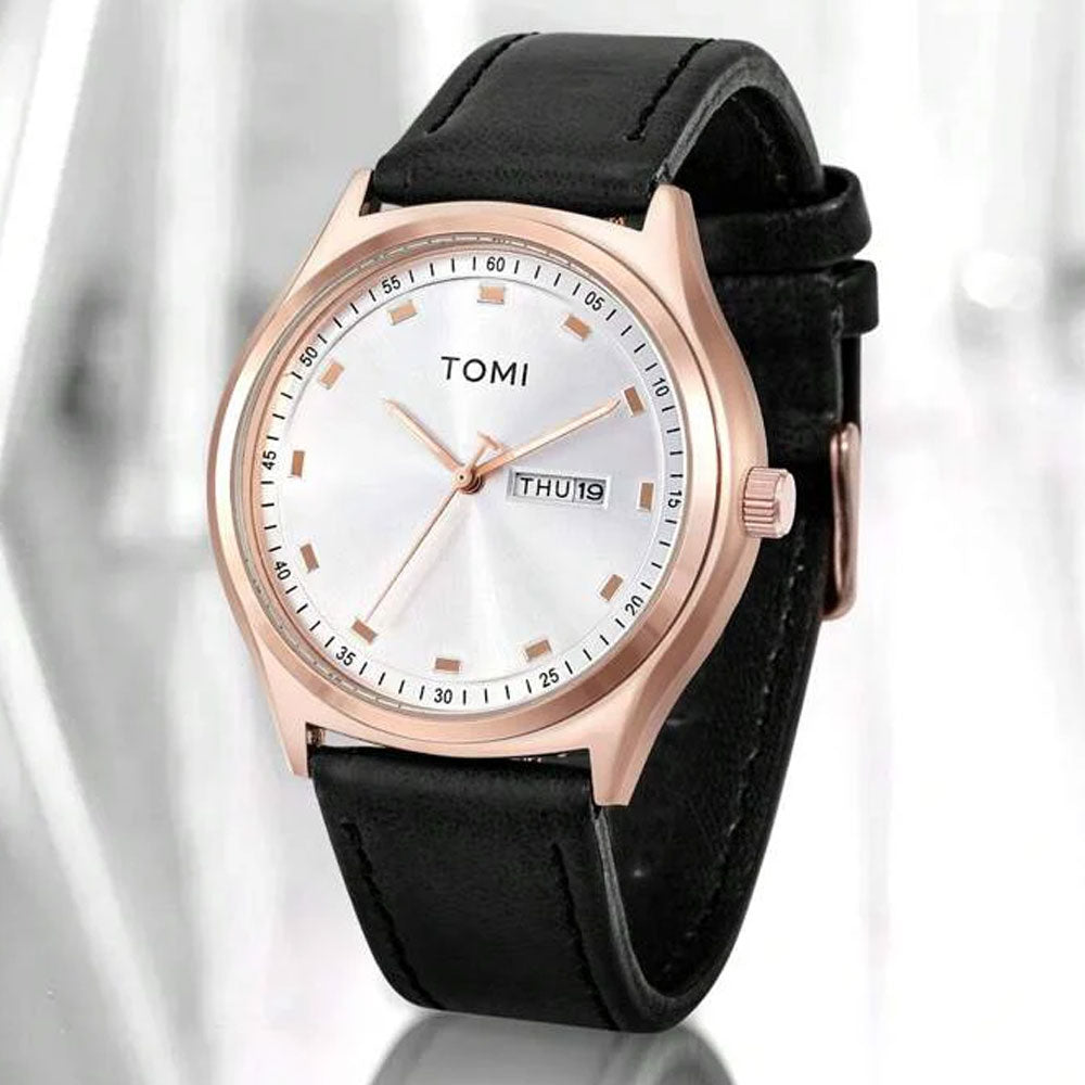 TOMI T-030 Men&#39;s Watch Date &amp; Day Quartz Leather Straps