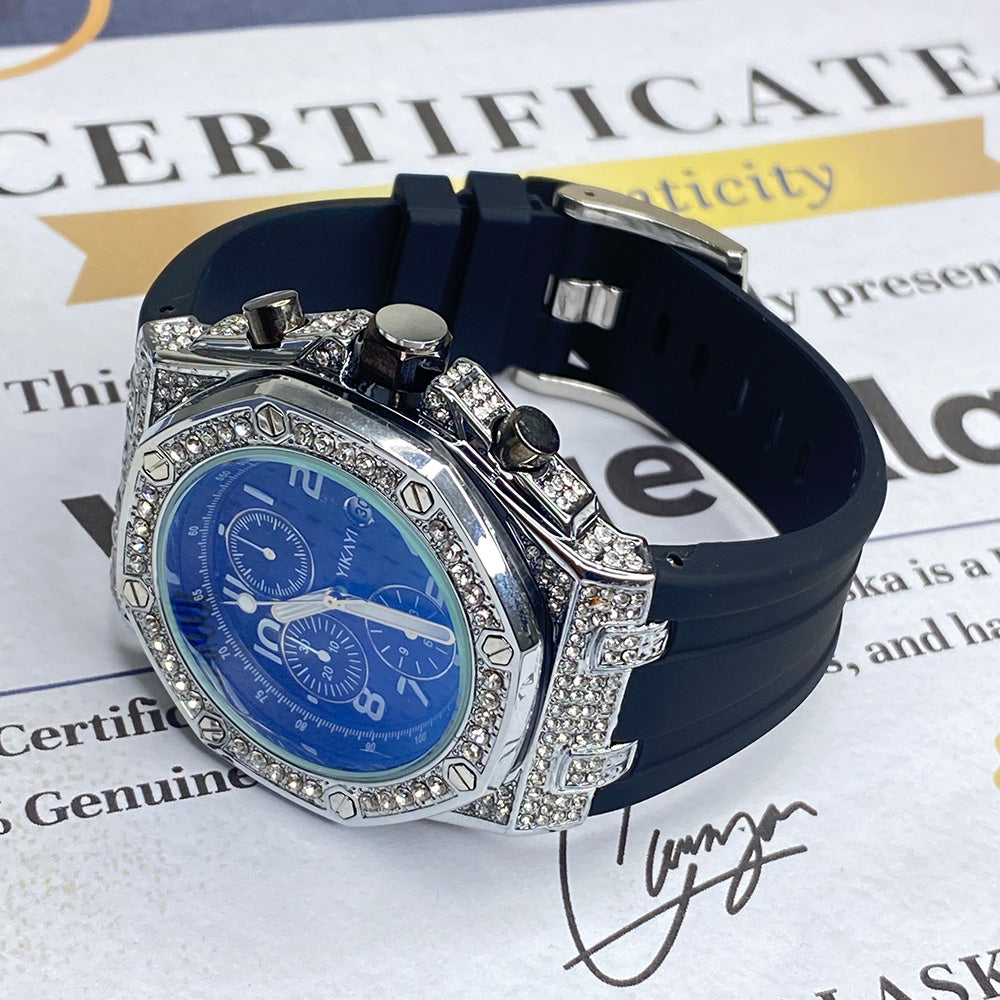 Yikai Diamond-Cut Iced Out Luxury Watch For Men