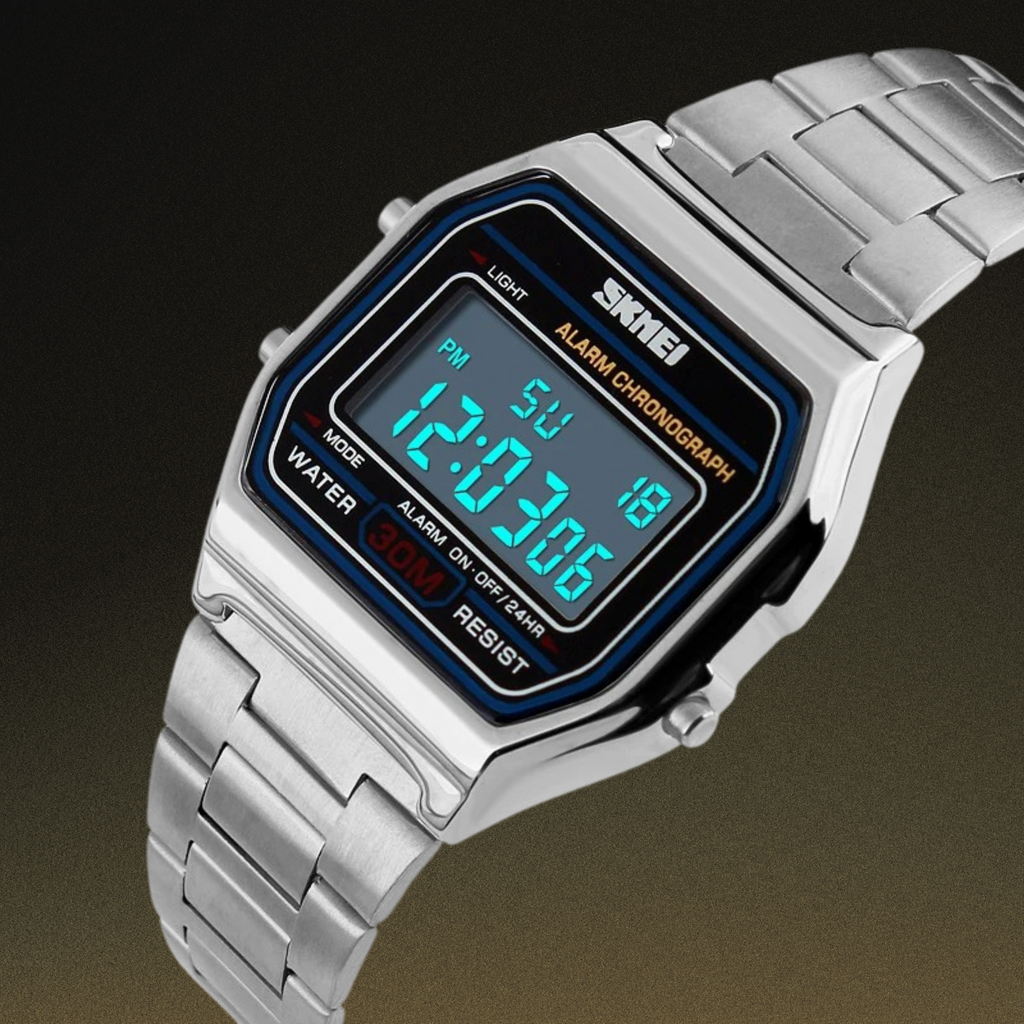 SKMEI-1123 Digital Display Stainless Steel Made Water Resistant Watch For Men