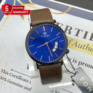TOMI T-018 Classic Slim Design Analog Time Strap Watch For Men With Date Display