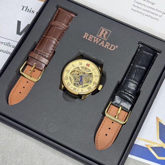 REWARD Men's Automatic - Mechanical Movement Watch With Dual Straps