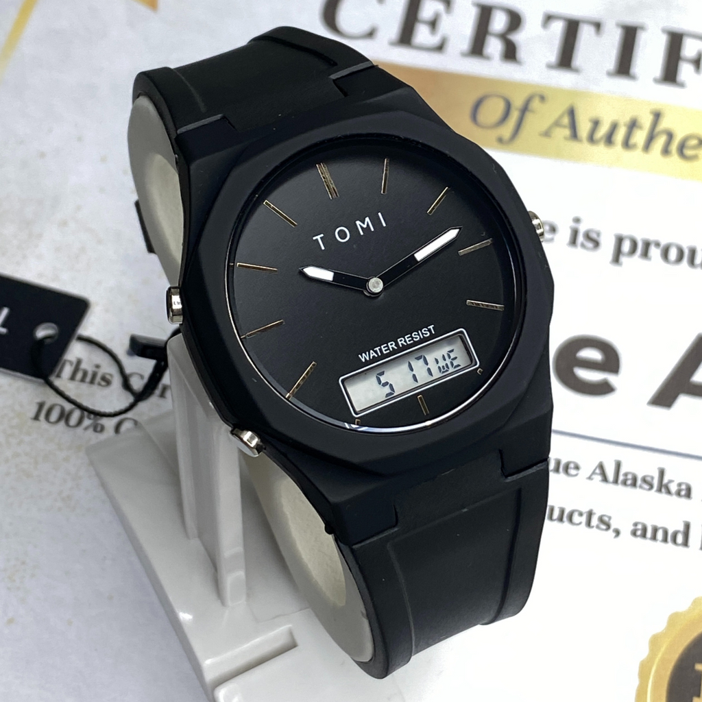 Tomi T-238 Dual Time Men’s Watch – Analog & Digital Display