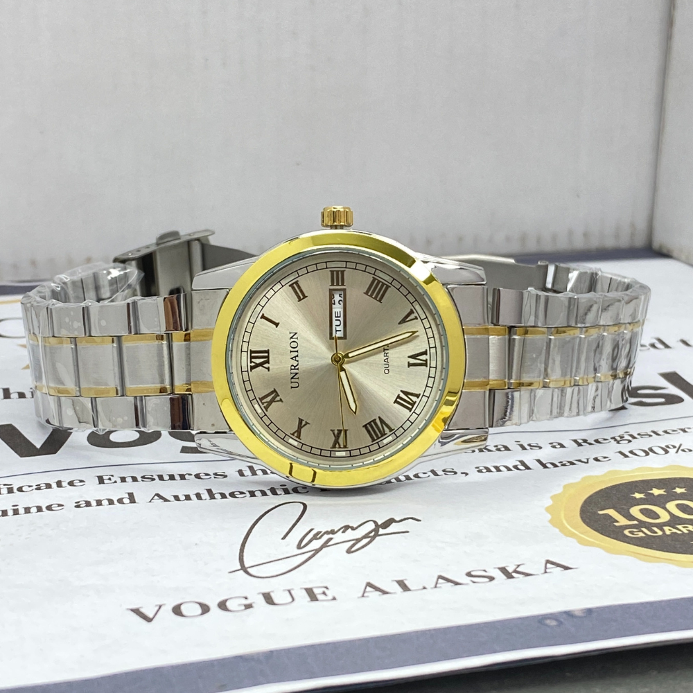 UNRAION Classic Style Date & Day Chain Watch For Men