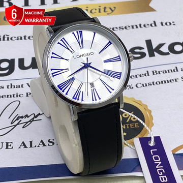 LONGBO Analog Quartz Round Dial Straps Watch With Date Display For Men