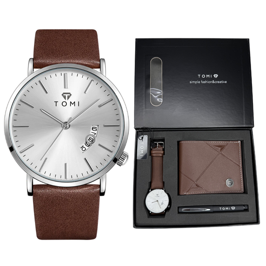TOMI T-018 Straps Wrist Watch For Men With Wallet and Pen in Proper Tomi Gift Box