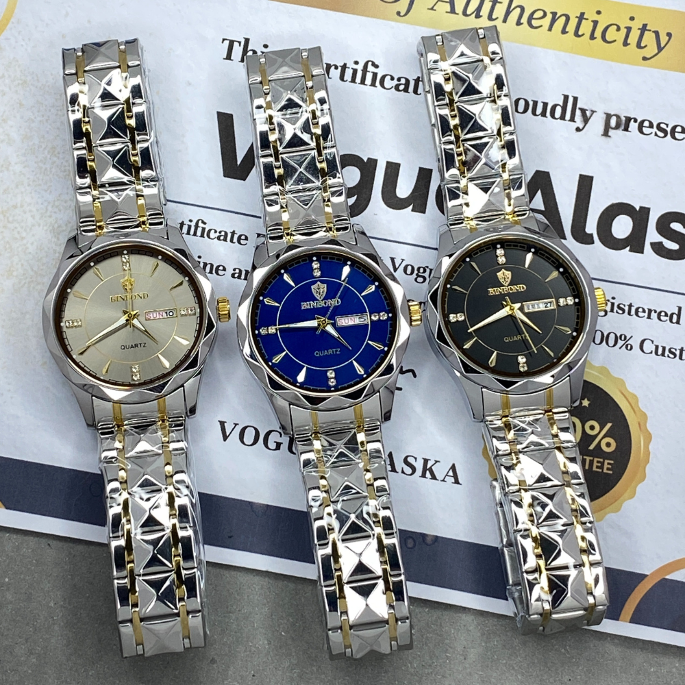 BINBOND Analog Time Luxury Stainless Steel Watch For Men with Date & Day Display