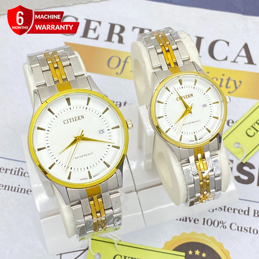 CITIZEN Analog Time Format Luxury Chain Couple Watches With Date Display