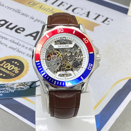 SKYLINE Automatic - Mechaincal Moment Rotatable Bezel Straps Watch for Men