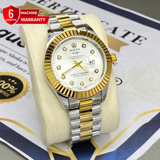 RLX Oyster Perpetual Analog Quartz Movement Chain Watch With Date & Day Display