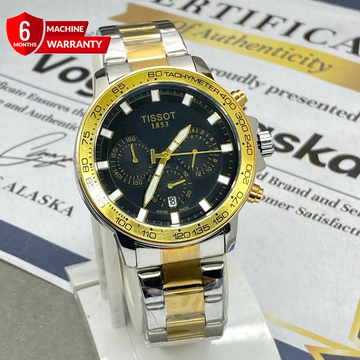 Luxury Chronograph Working Round Dial Stainless Steel Chain Watch With Date Display For Men
