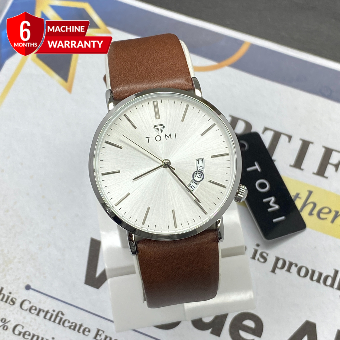 TOMI T-018 Classic Slim Design Analog Time Strap Watch For Men With Date Display