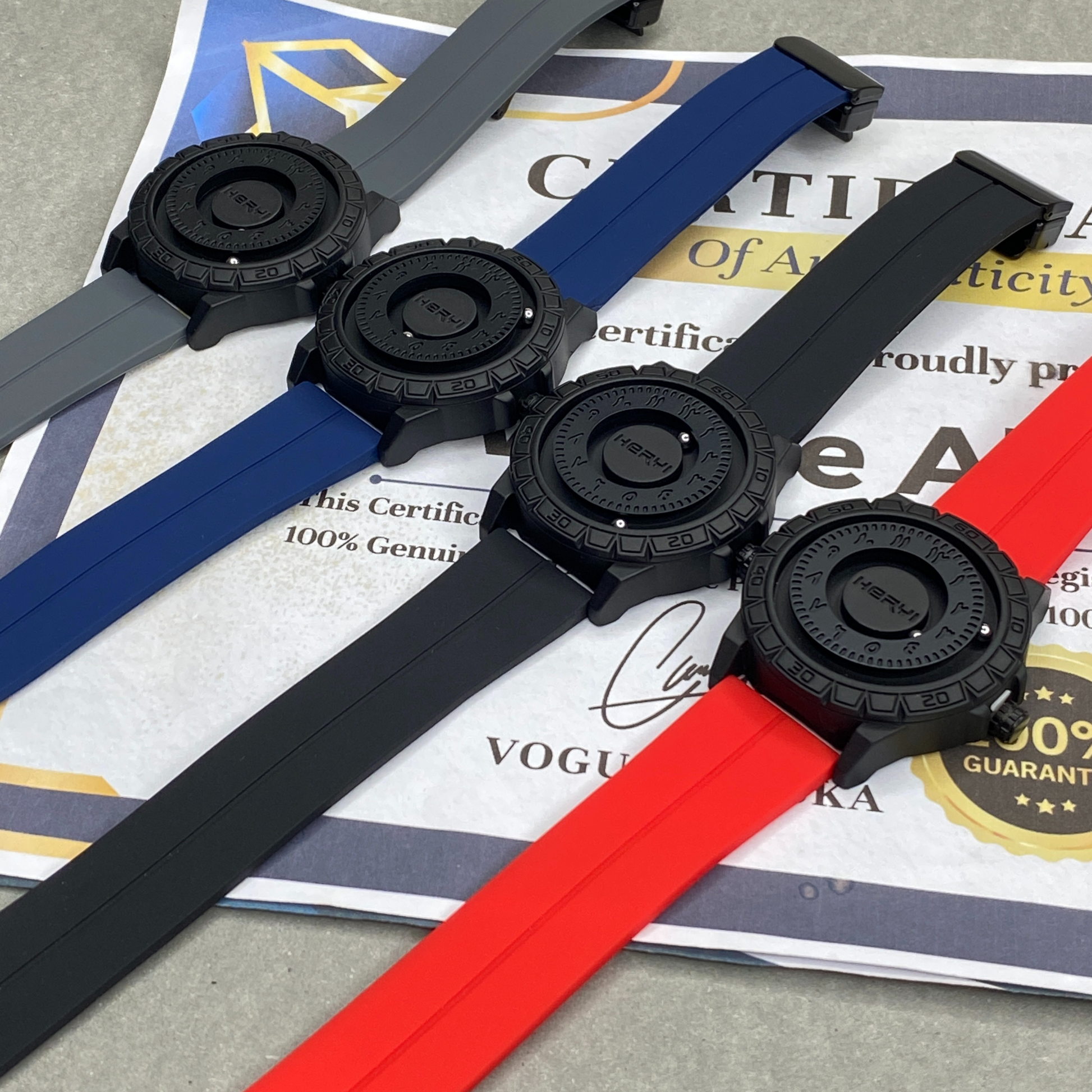 HERYI Revolutionary Bearing - Full Steel Magnetic Lock & Silicone Rubber Straps Watch