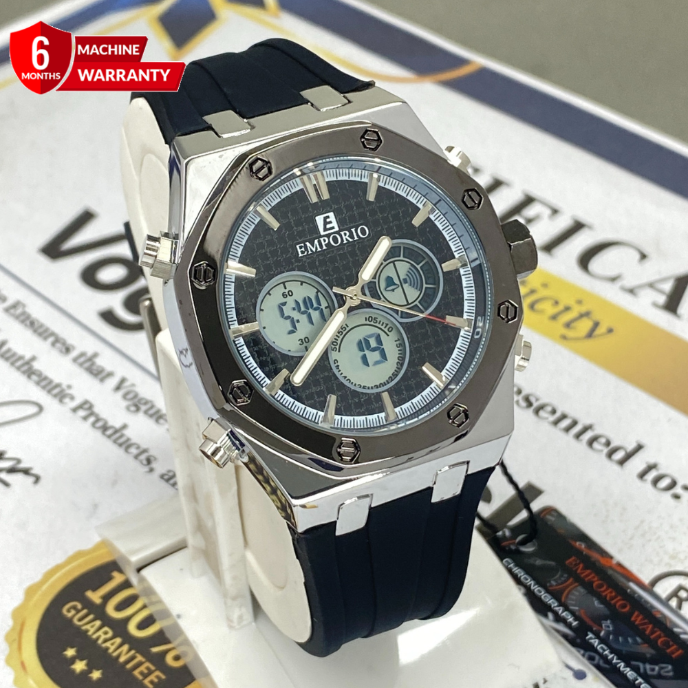Luxury Octagonal Dial Dual Time Multifunctional Watch With Silicone St