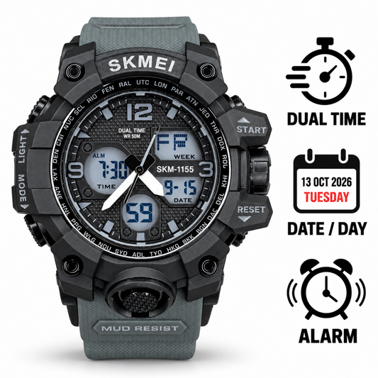 SKMEI 1155 Dual Time Multifunctional Sports Watch For Men