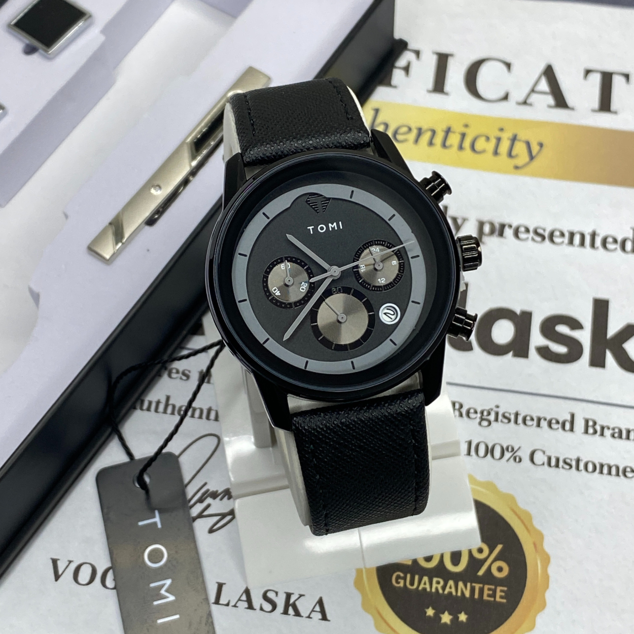 TOMI T-603 S6 Series Chronograph Business Watch With Cufflinks & Tie Pin For Men