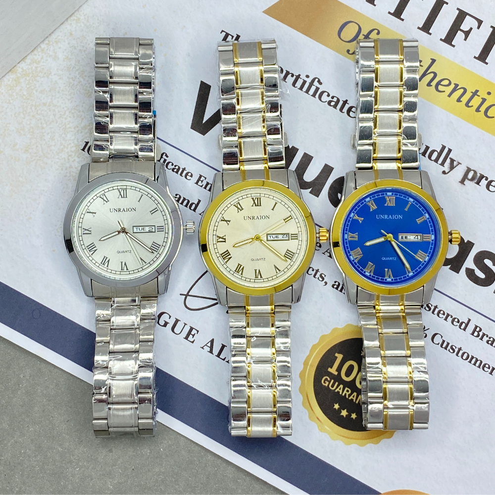 UNRAION Classic Style Date & Day Chain Watch For Men