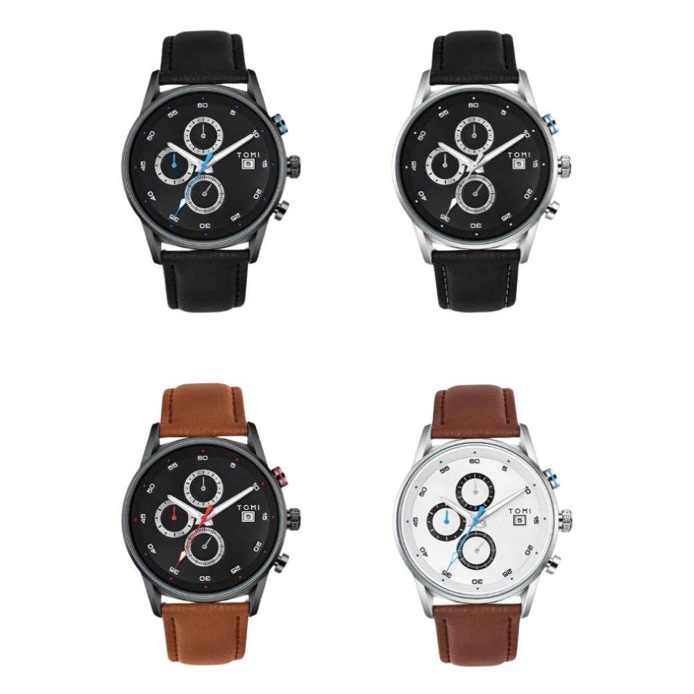 TOMI T-601 S6 Series Chronograph Business Watch With Cufflinks & Tie Pin For Men