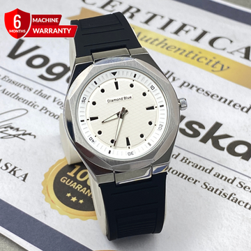 Diamond Blue Octagonal Dial Analog Quartz Movement Silicone Straps & Magnetic Lock Watch For Men