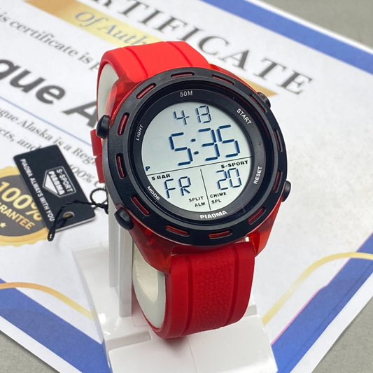 PIAOMA Round Dial Multi Functional Digital Display Sports Watch