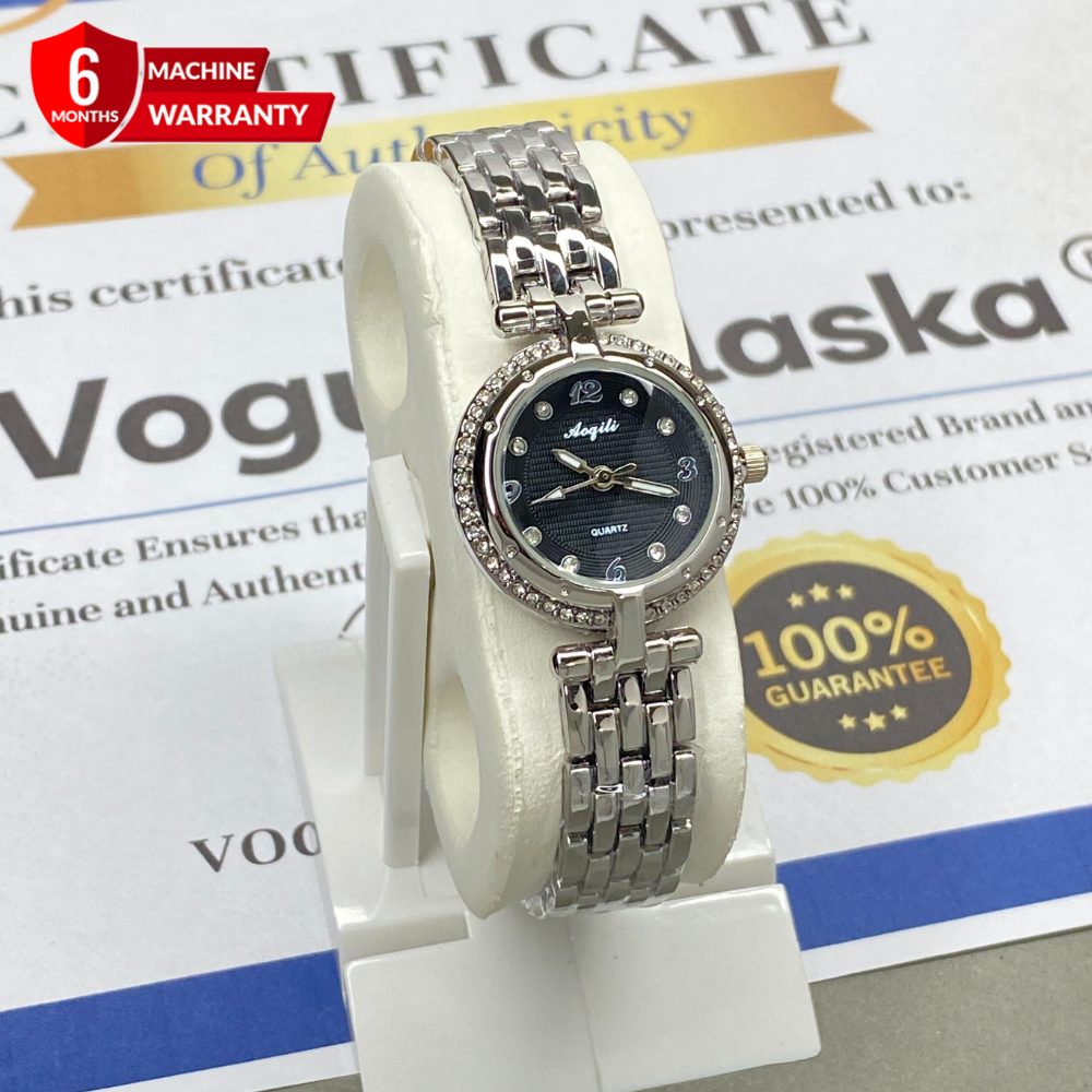 AOQILI Round Dial Luxury Stainless Steel Ladies Watch – Perfect Gift for Her