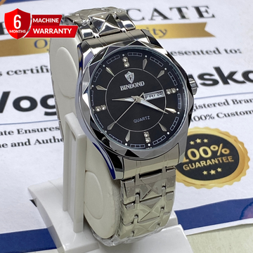BINBOND Analog Time Luxury Stainless Steel Watch For Men with Date & Day Display