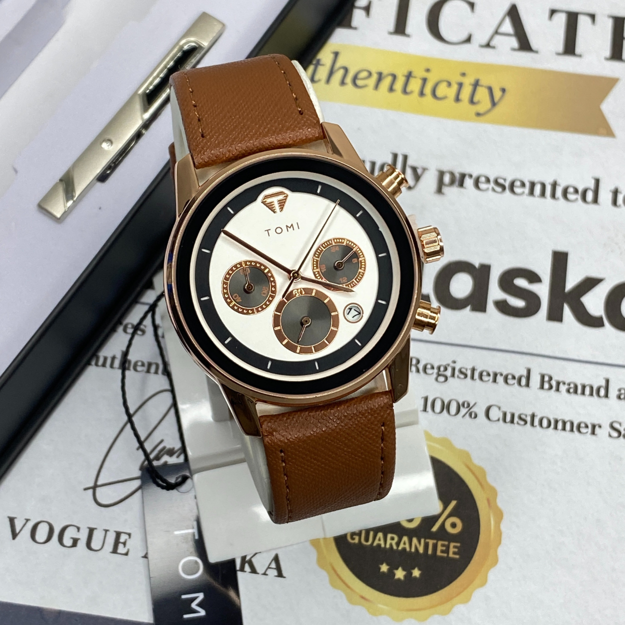TOMI T-603 S6 Series Chronograph Business Watch With Cufflinks & Tie Pin For Men