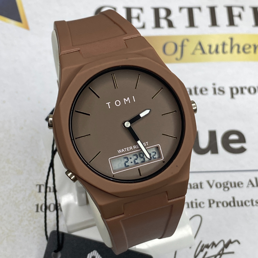 Tomi T-238 Dual Time Men’s Watch – Analog & Digital Display