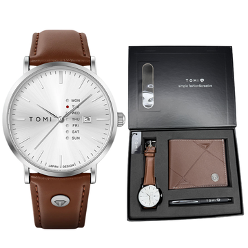 TOMI T-019 Straps Wrist Watch For Men With Wallet and Pen in Proper Tomi Gift Box
