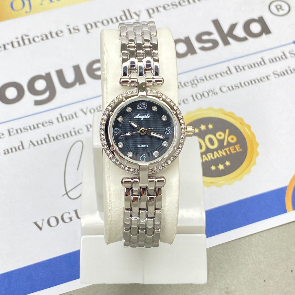 AOQILI Round Dial Luxury Stainless Steel Ladies Watch – Perfect Gift for Her