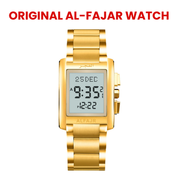 Al Fajar Original Men’s Stainless Steel Digital Watch with Azan Prayer Alarm Qibla Direction and Hijri Calendar