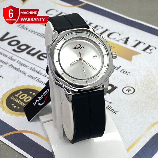 Heyri Octagonal Dial Analog Quartz Watch With Silicone Straps Magnetic Lock and Date Display For Men