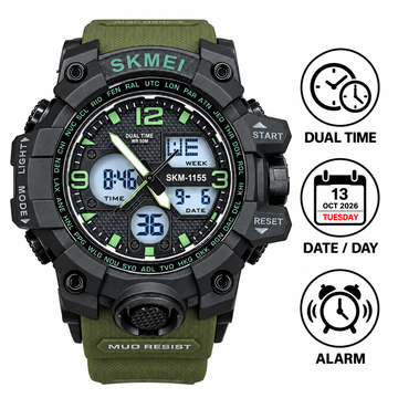 SKMEI 1155 Dual Time Multifunctional Sports Watch For Men