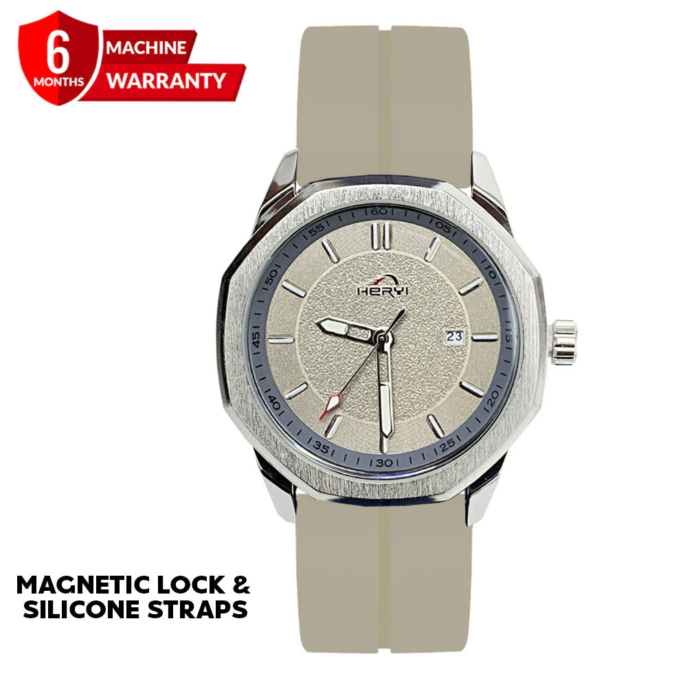 Heyri - Silicone Rubber Straps &amp; Magnetic Lock Watch For Men
