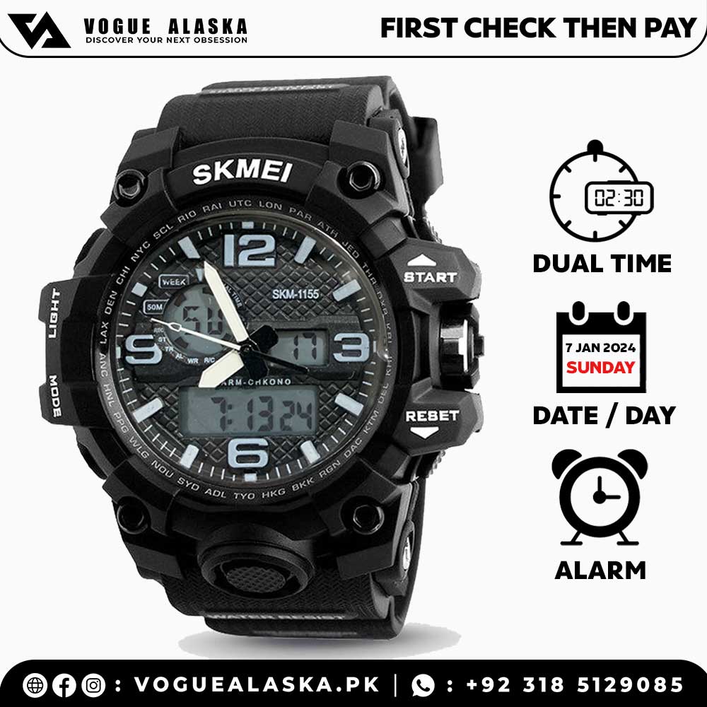 SKMEI 1155-A Dual Time Sports Watch For Men