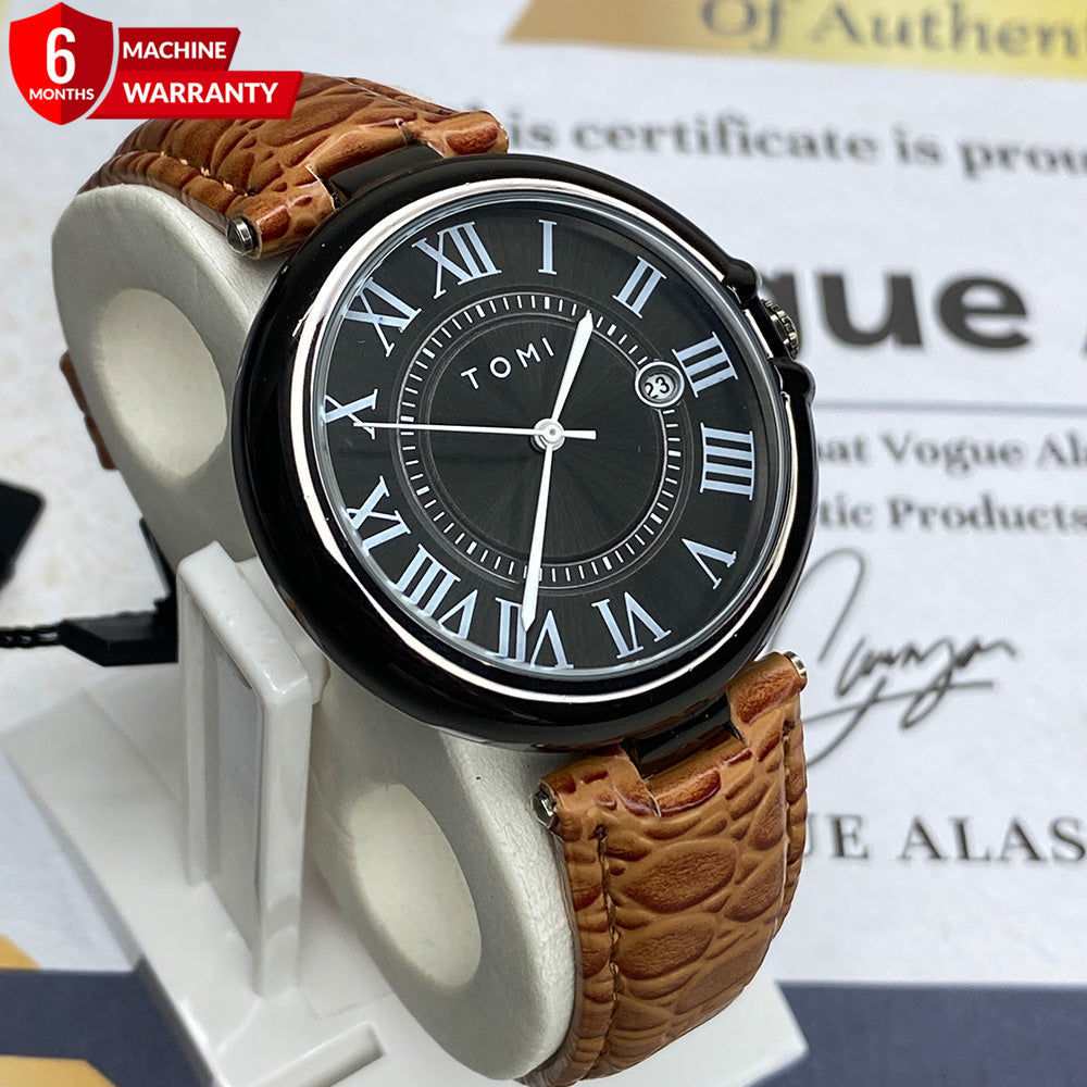TOMI T-075 Original Date Luxury Strap Watch