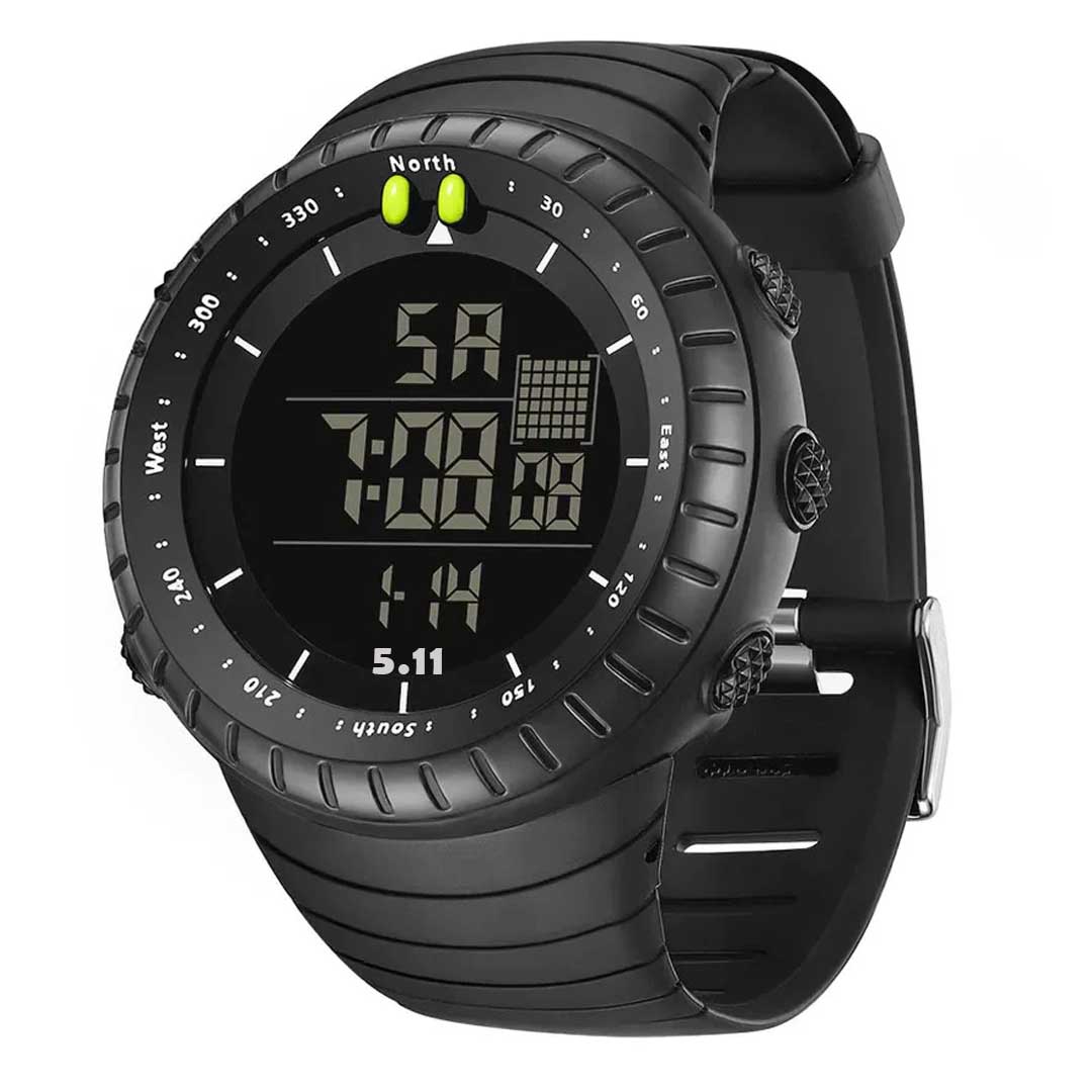Digital Display Round Dial Rotatable Bezel Multifunctional Sports Watch For Men